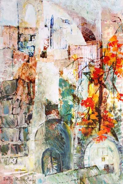 painting of Israeli landscape, mood painring on canvas, for home design 