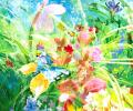 ציור אוירה , ציור לבית,ציור פרחים,flowers painting, israeli landscape